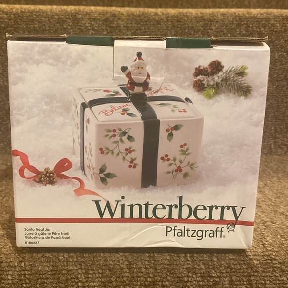 🎄 🍪🎄NWT Pfaltzgraff Winterbury Santa Cookie or Treat Jar - Picture 5 of 14